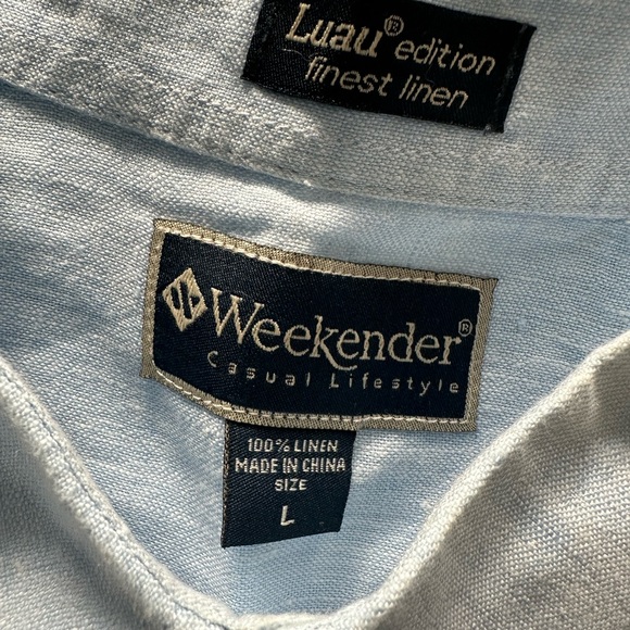 Weekenders Sky Blue Casual Button Down Shirt Large 100% linen - Picture 2 of 6